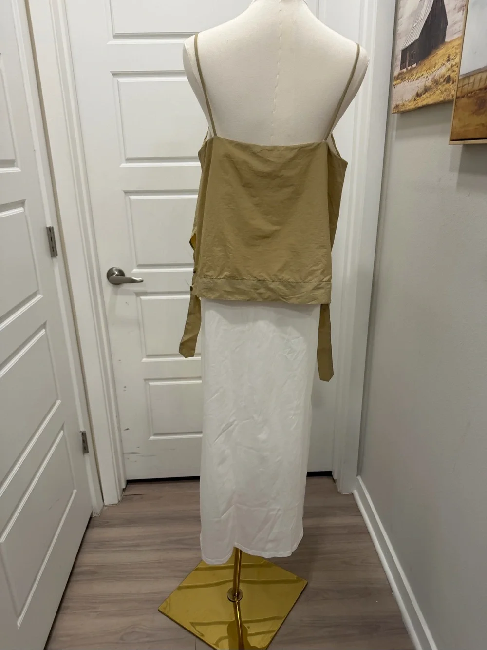 Light Tan Cami & White Midi Dress - Picture 4 of 7